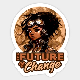 Future of Change Steampunk Anime Black Girl Empowerment Sticker